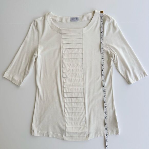 Akris Punto Ivory Stretch Modal Knit Top w/ Origami Fold Style Pleat Panel 8 US - Picture 16 of 16
